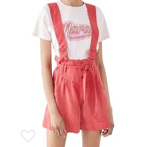NWT Raspberry Pink Isabel Marant Flink Suspender Overall Shorts